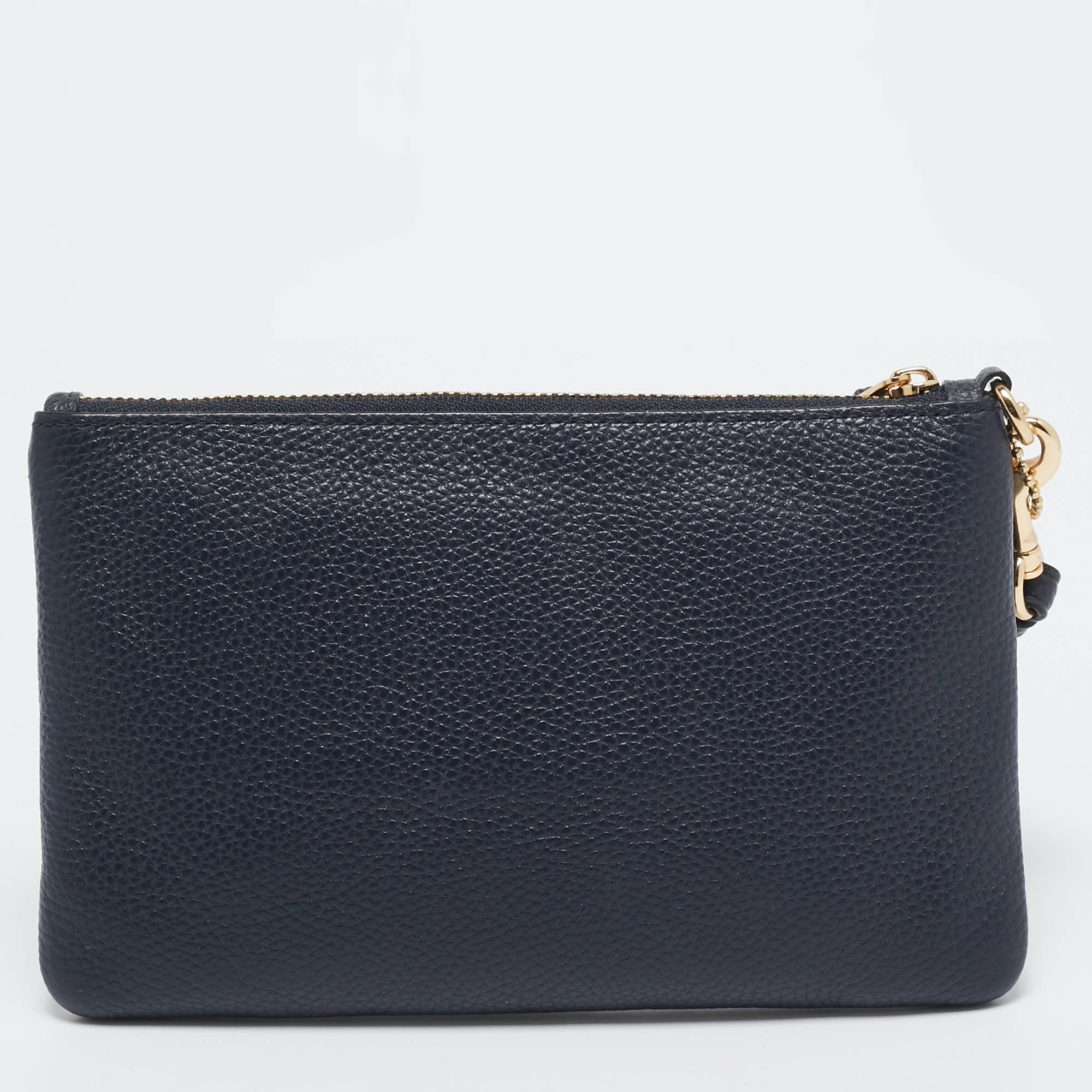 Coach Navy Blue Leather Small Wristlet Pouch