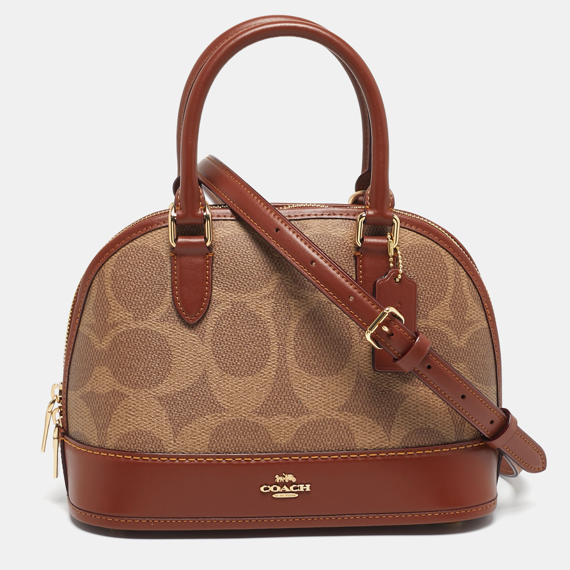 Coach Sabrina Brown/Beige Signature Coated Canvas and Leather Satchel
Coach Sabrina Brown/Beige Signature Coated Canvas and Leather Satchel