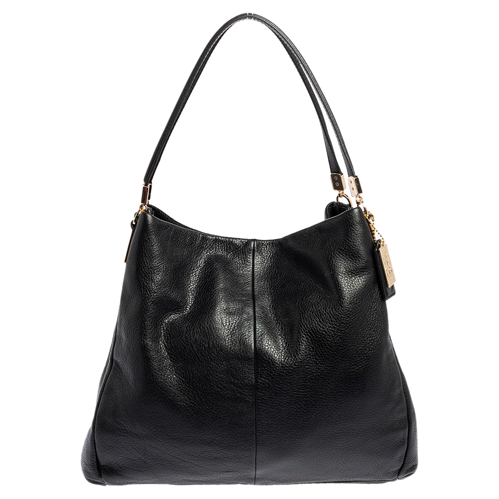 Coach Black Leather Phoebe Madison Shoulder Bag
