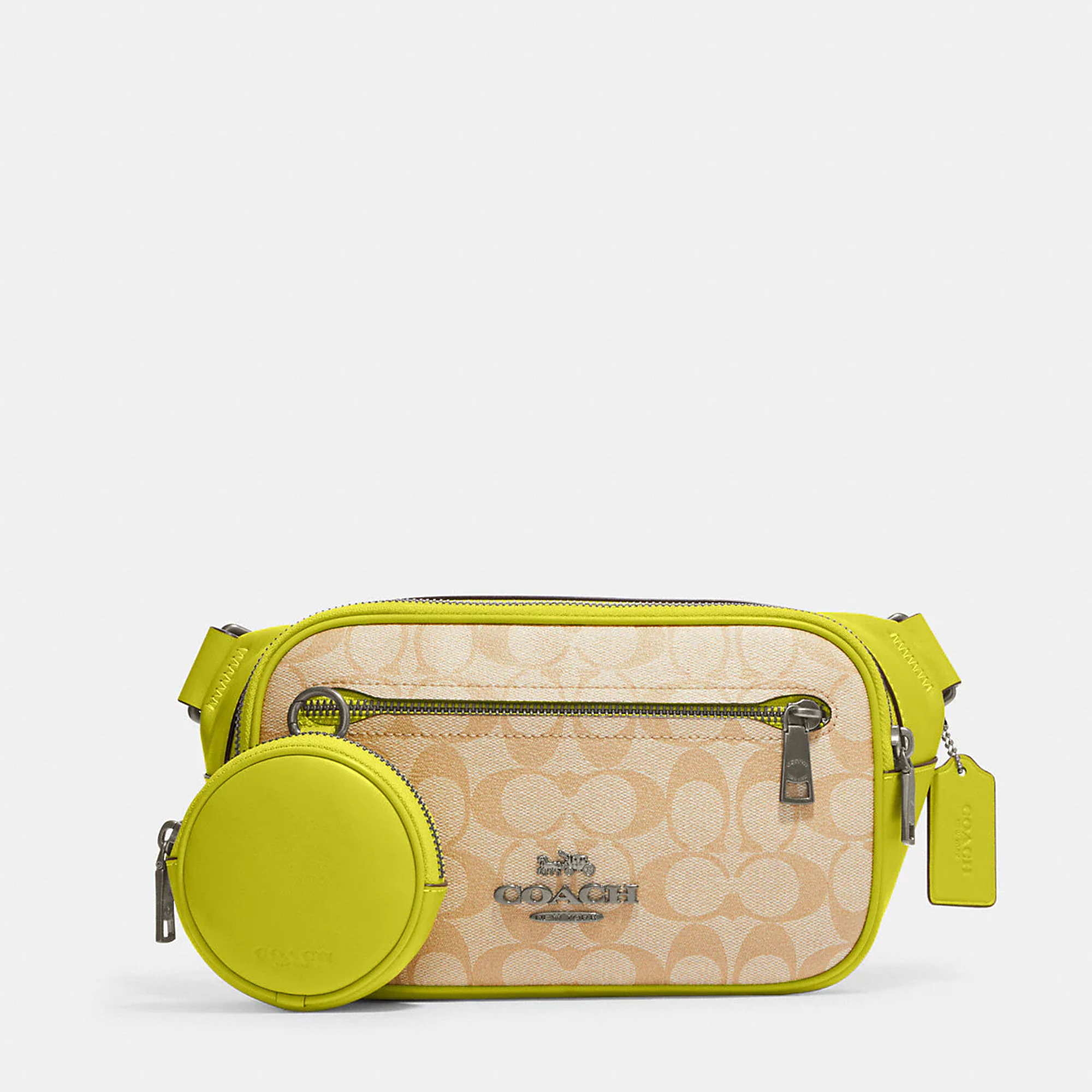 Coach Beige/Yellow Canvas And Leather Alias Belt Bag