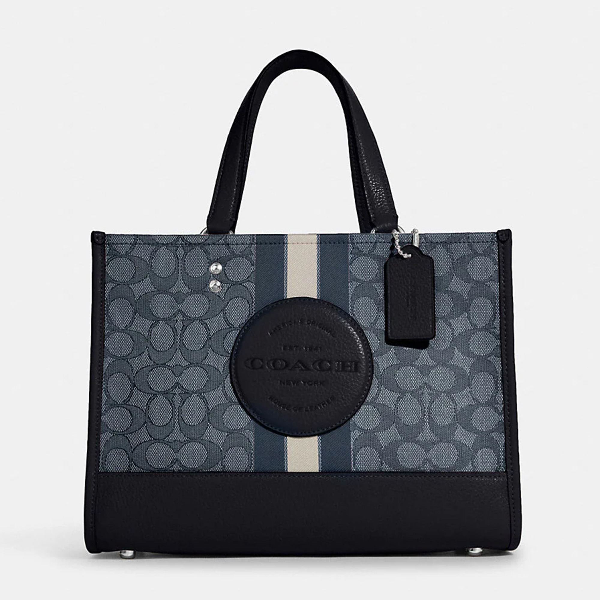 Coach Blue Leather And Jacquard Dempsey Carryall