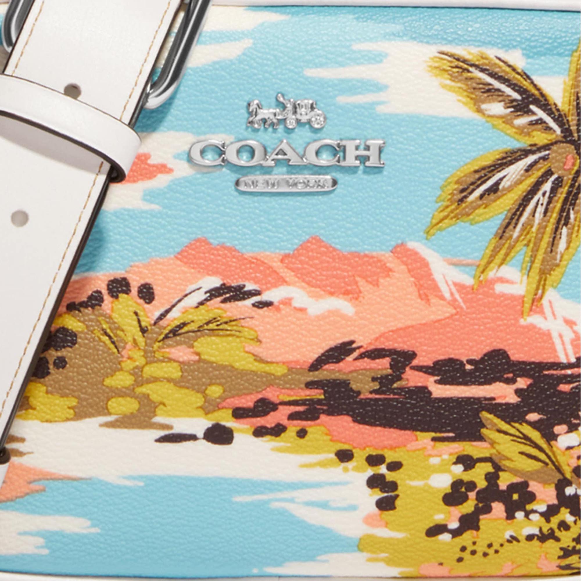 Coach White Signature Canvas Mini Jamie Camera Bag Hawaiian Print