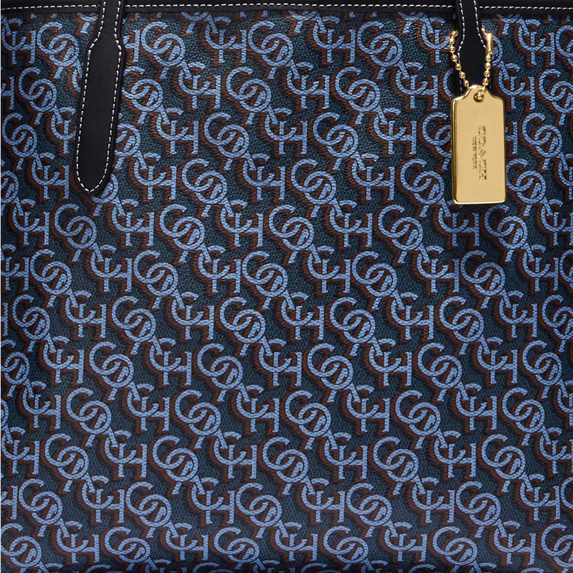 Coach Blue Multicolor - Signature Coated Canvas & Leather - Tote Bag