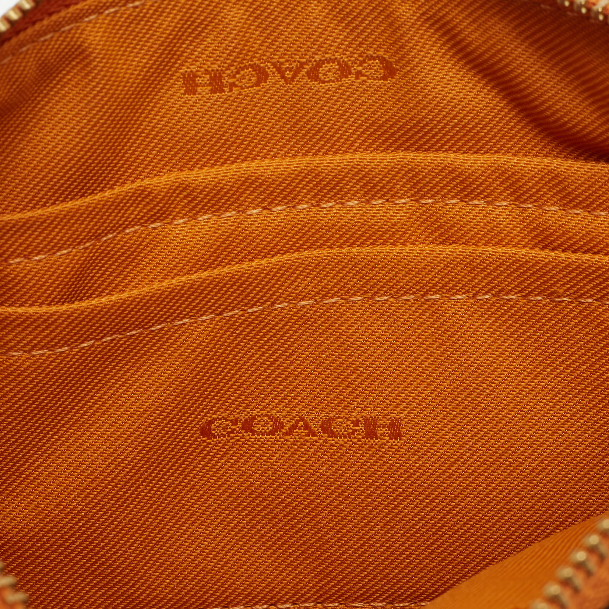 Coach Orange Leather Wristlet Zip Pouch