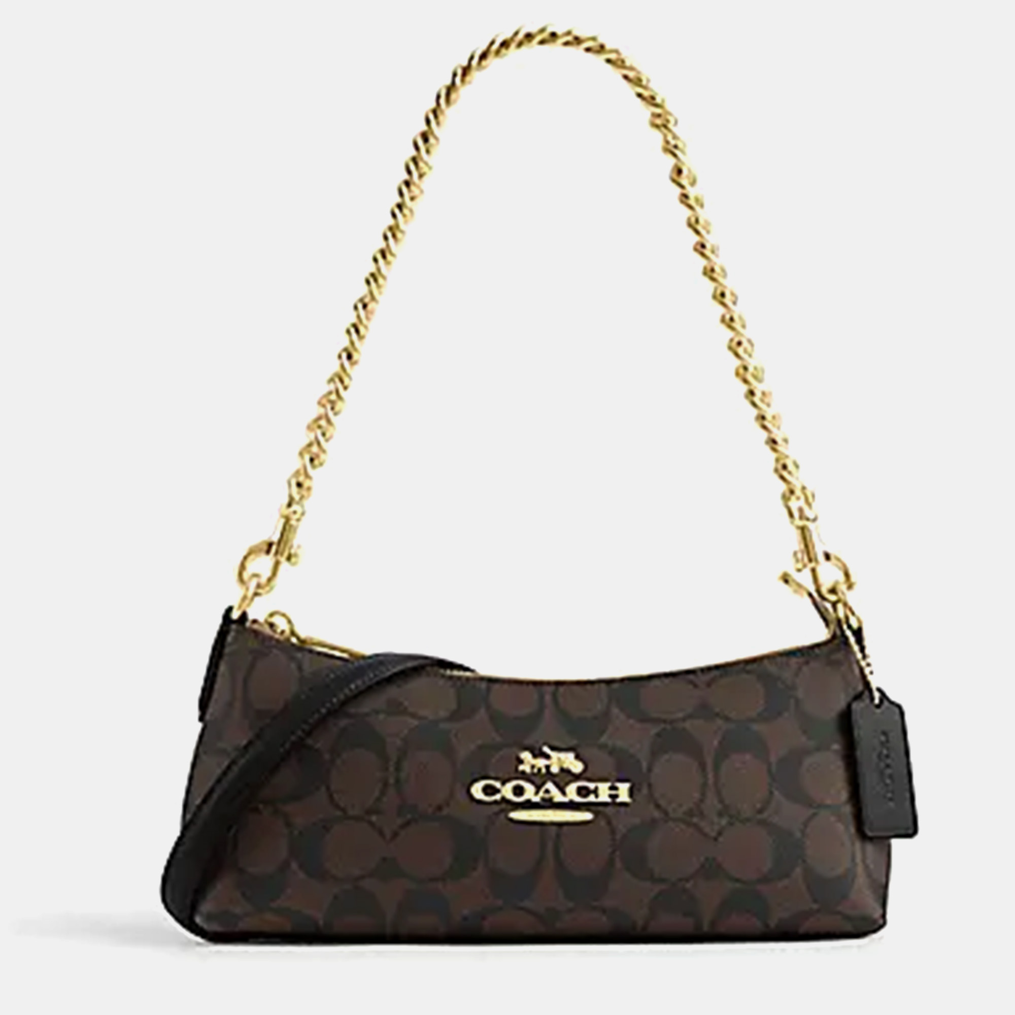 Coach Khaki / Brown / Leather And Signature Coated Canvas / Charlotte Shoulder Bag
