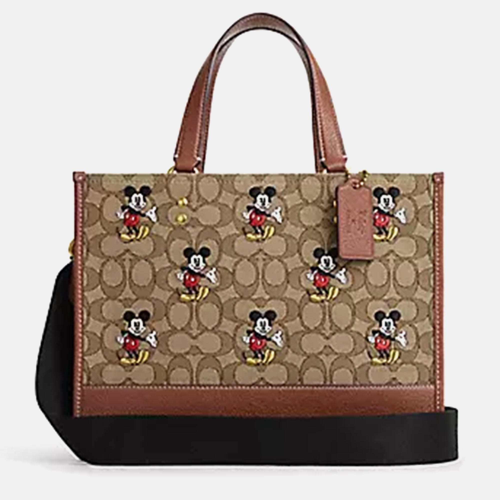 Coach Disney X Brown Mickey Mouse Signature Jacquard Dempsey Tote Bag