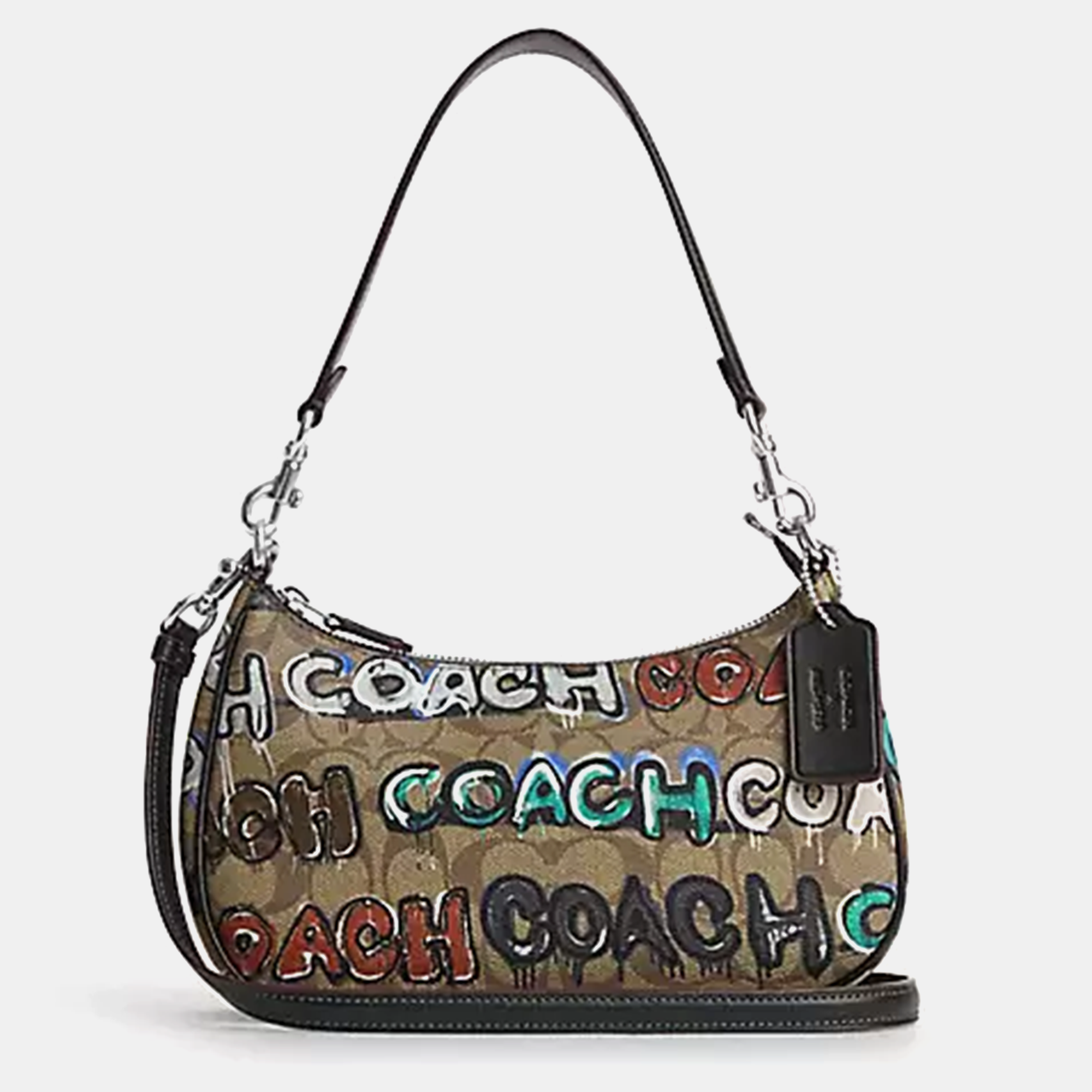 Coach X Mint Brown/Beige Multicolor Signature Coated Canvas And Leather Serf Teri Shoulder Bag