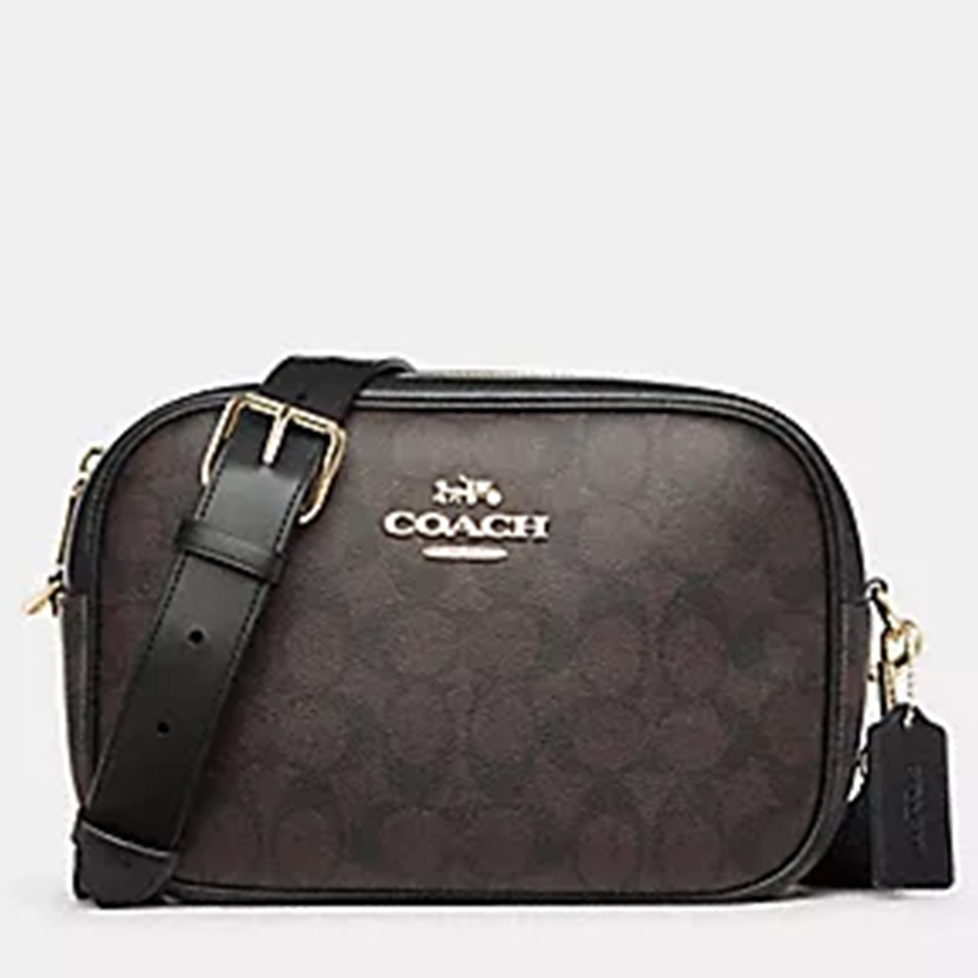 Coach Brown/Black Signature Coated Canvas And Leather Jamie Camera Bag