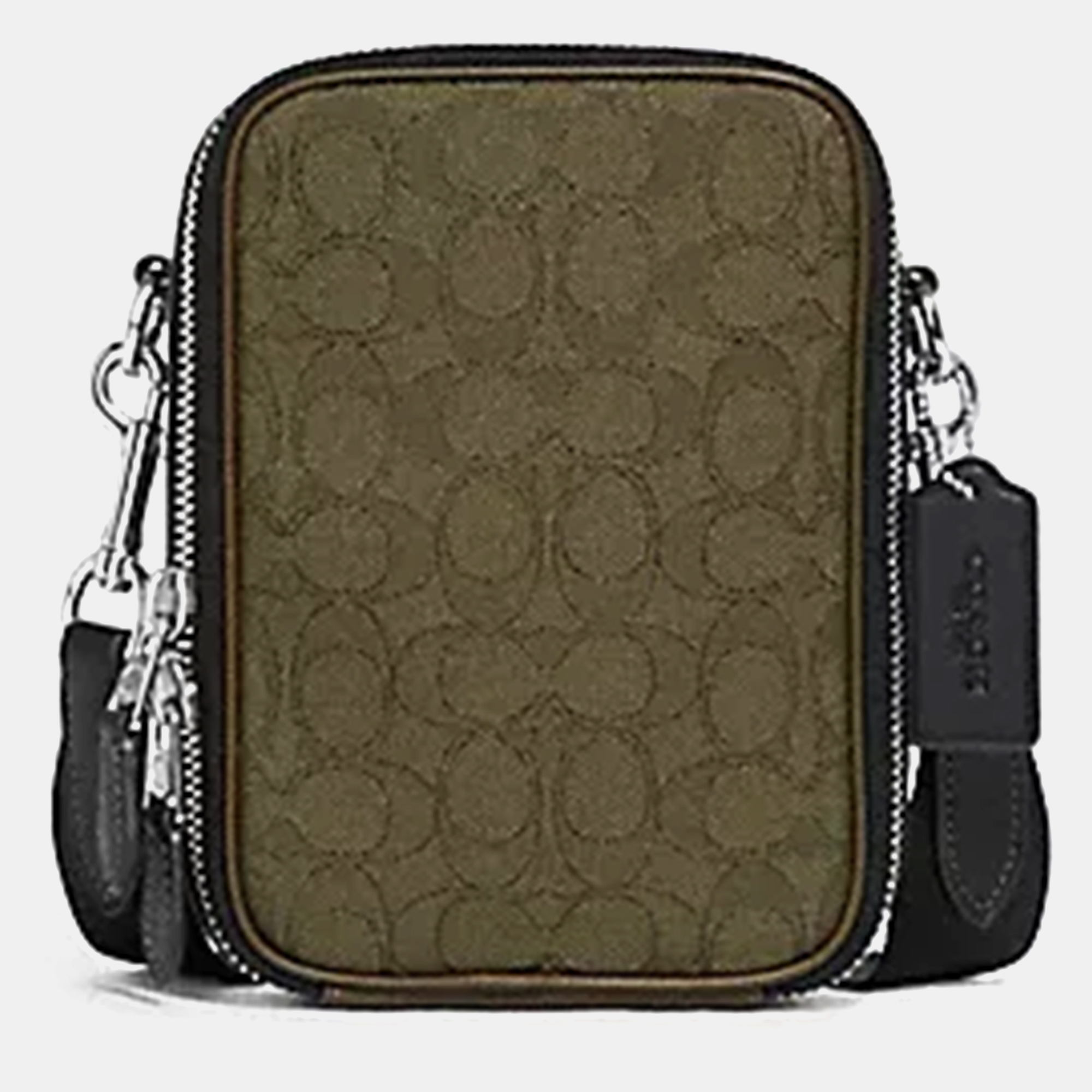 Coach Green Signature Jacquard And Leather Stanton Crossbody Bag