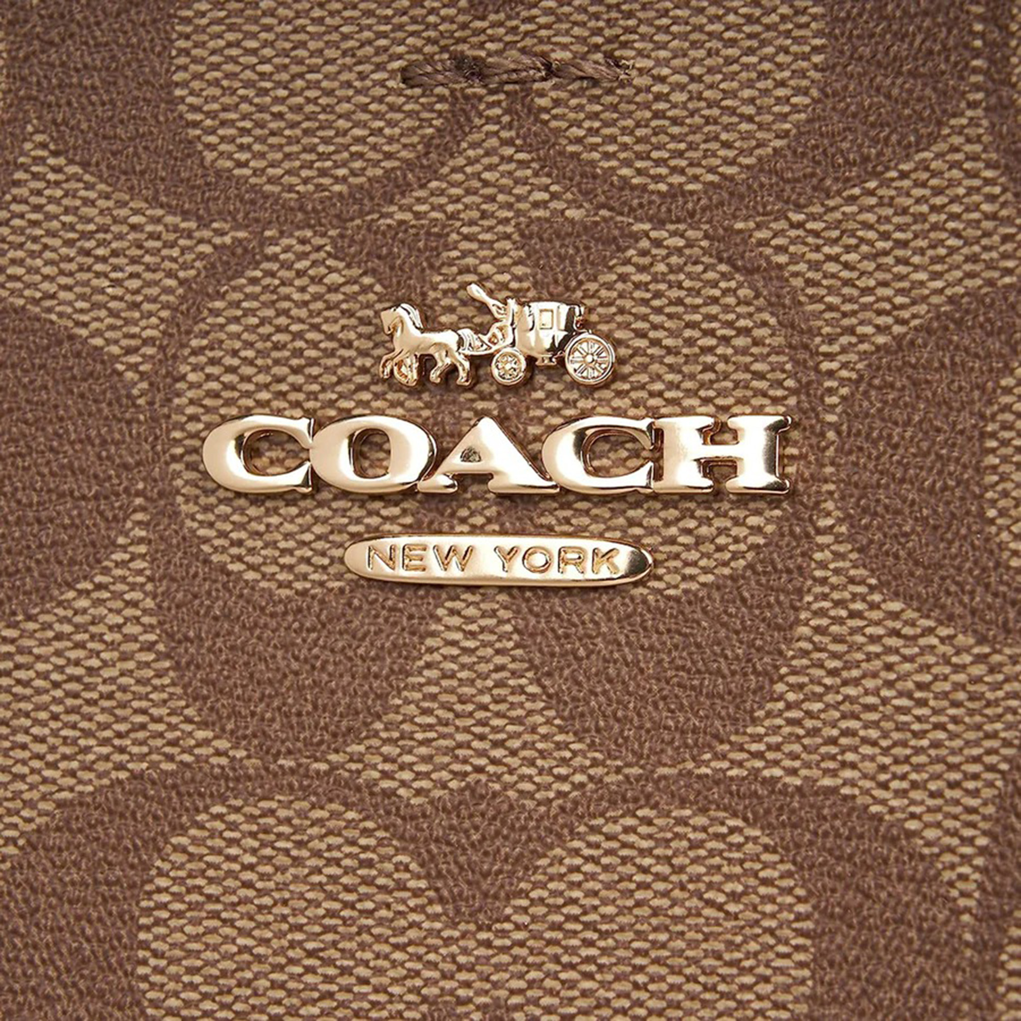 Coach Beige/Black Signature Jacquard And Leather Mollie Bucket Bag