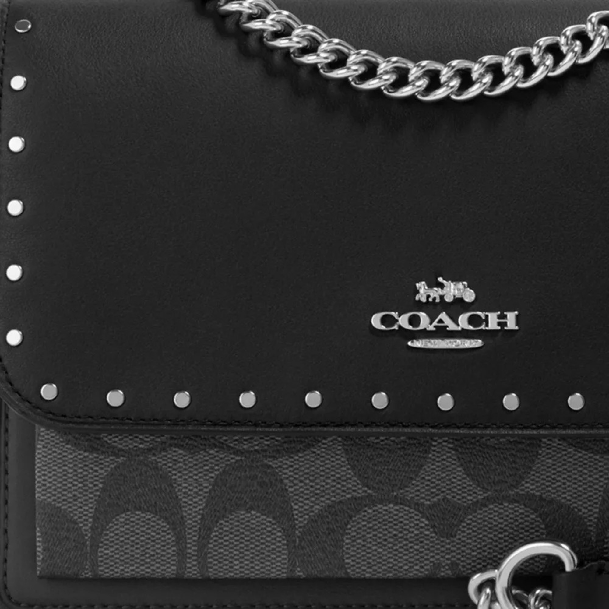Coach Black Signature Coated Canvas And Snake Embossed Leather Klare Crossbody Bag
