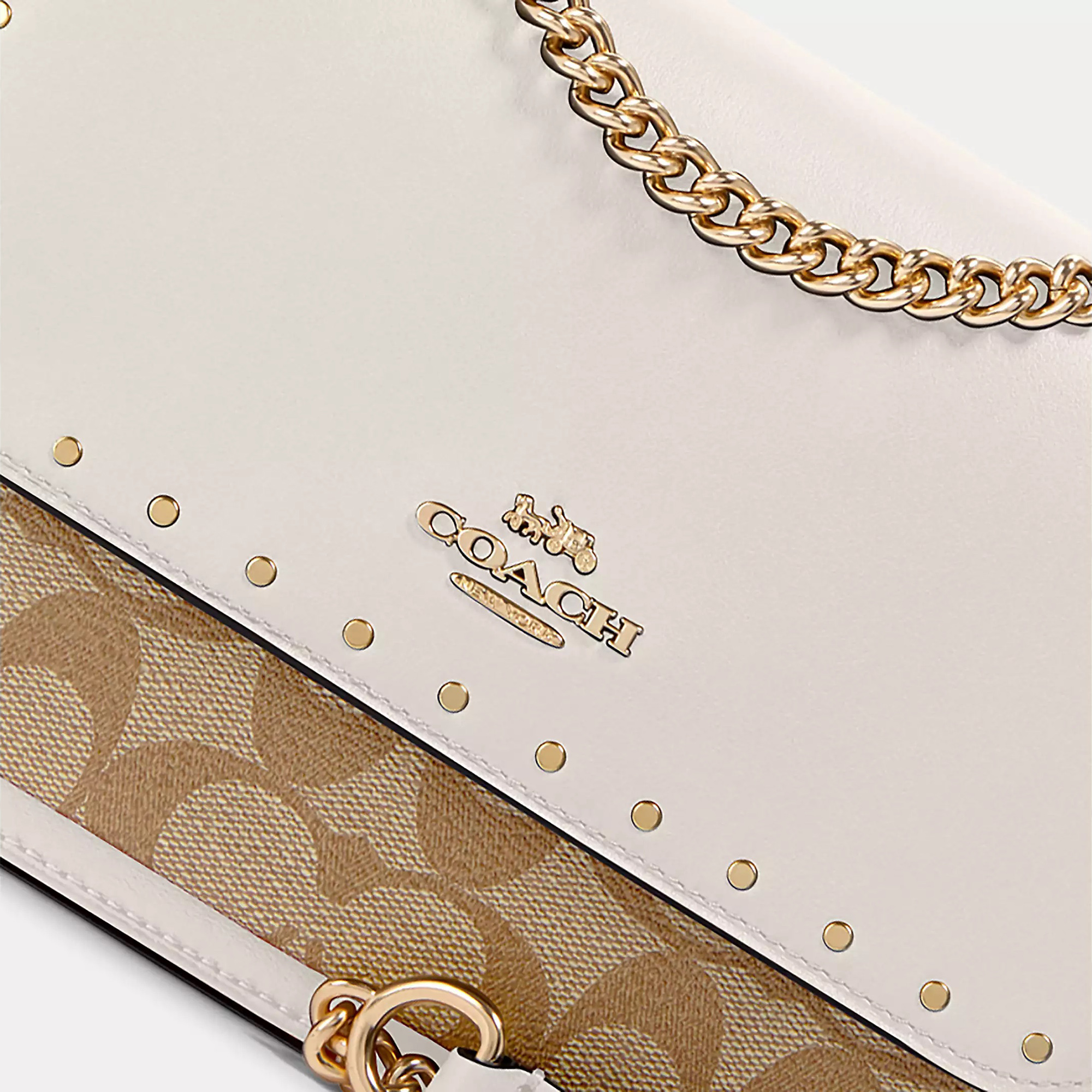 Coach White/Beige Signature Coated Canvas And Snake Embossed Leather Klare Crossbody Bag