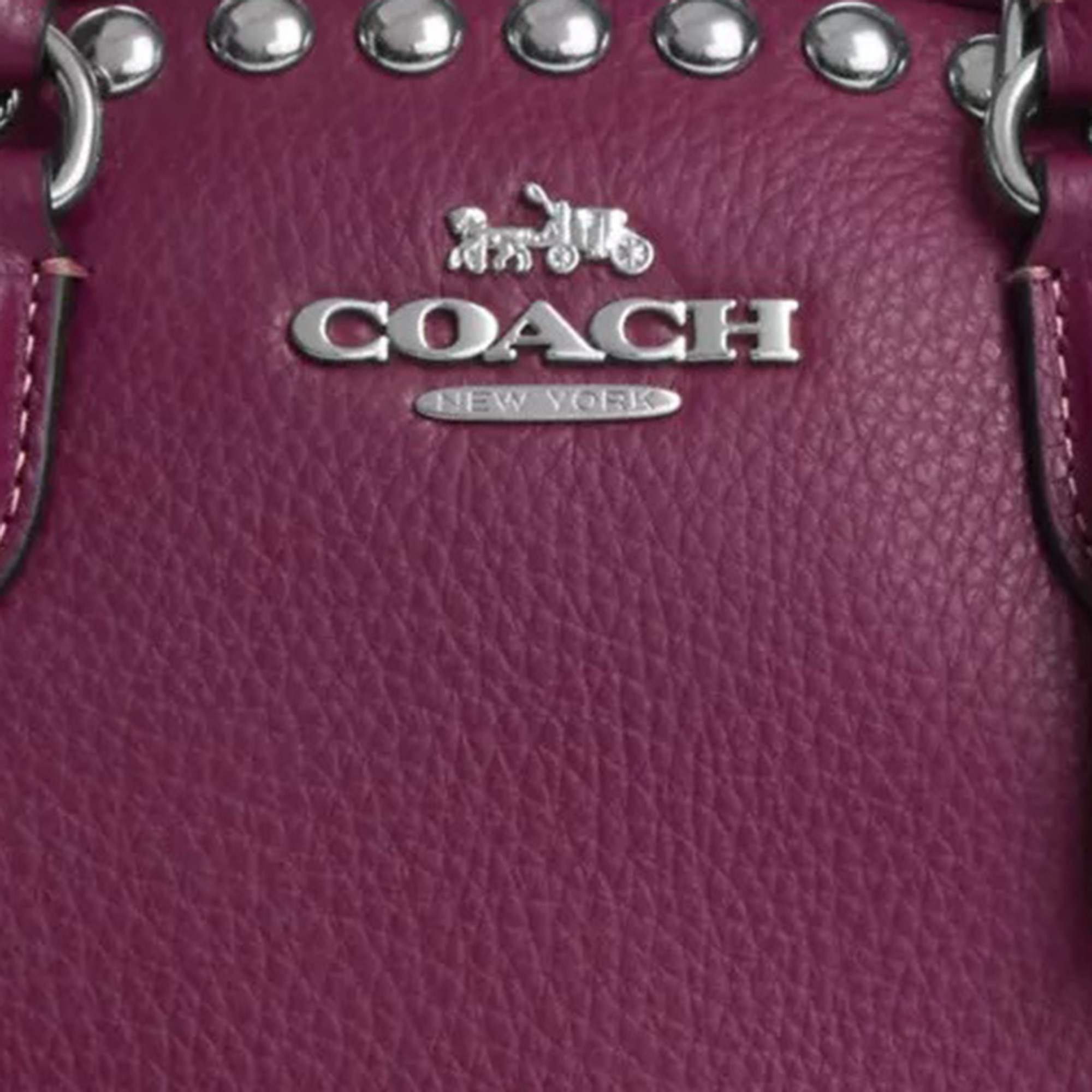Coach Burgundy Leather And Rivets Sydney Satchel Bag