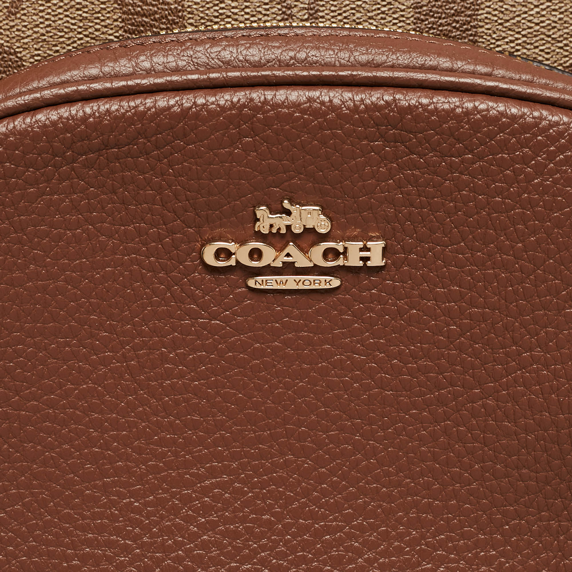 Coach Brown/Beige Signature Coated Canvas And Leather Court Backpack