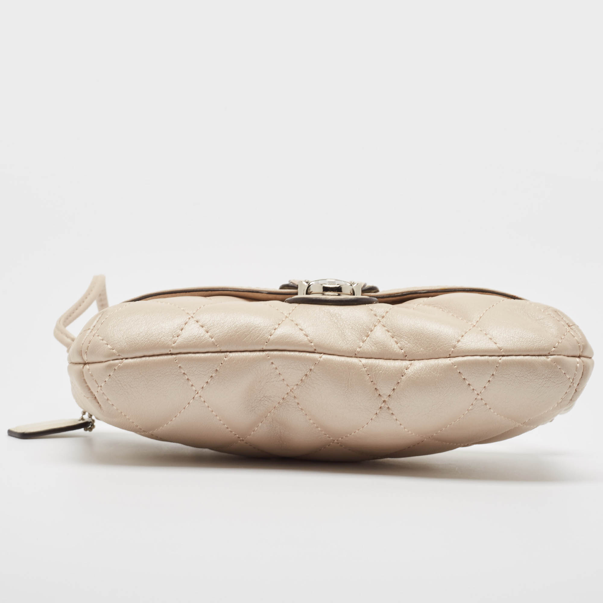 Coach Beige Quilted Leather Push Lock Crossbody Bag