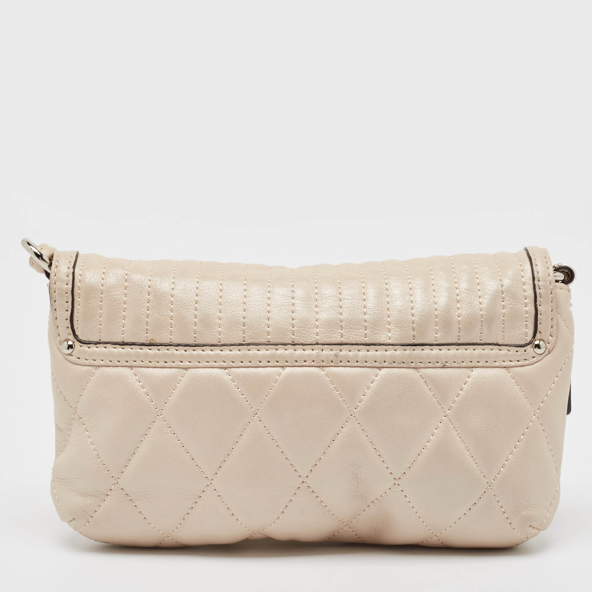 Coach Beige Quilted Leather Push Lock Crossbody Bag