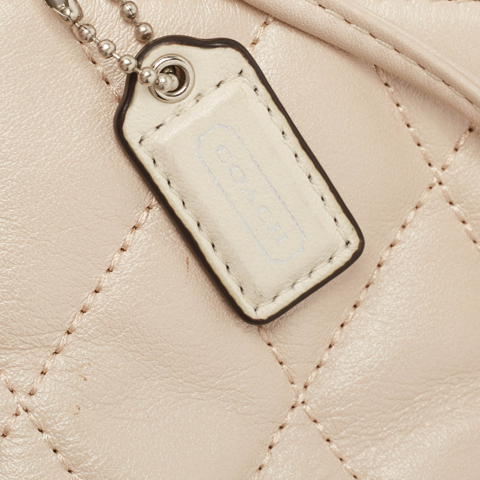 Coach Beige Quilted Leather Push Lock Crossbody Bag