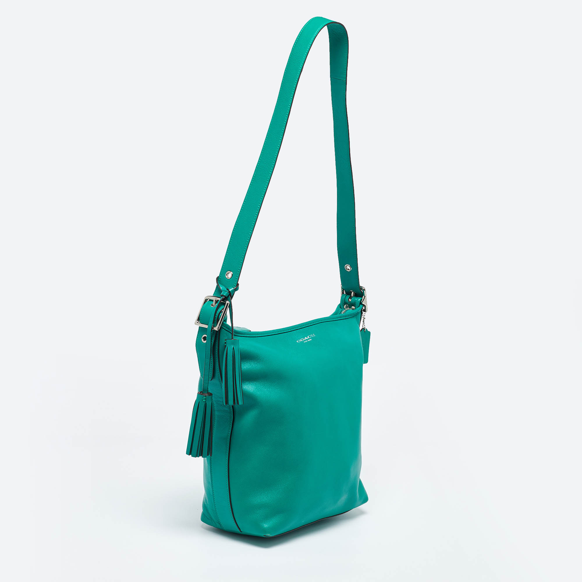 Coach Green Leather Legacy Tassel Bucket Bag