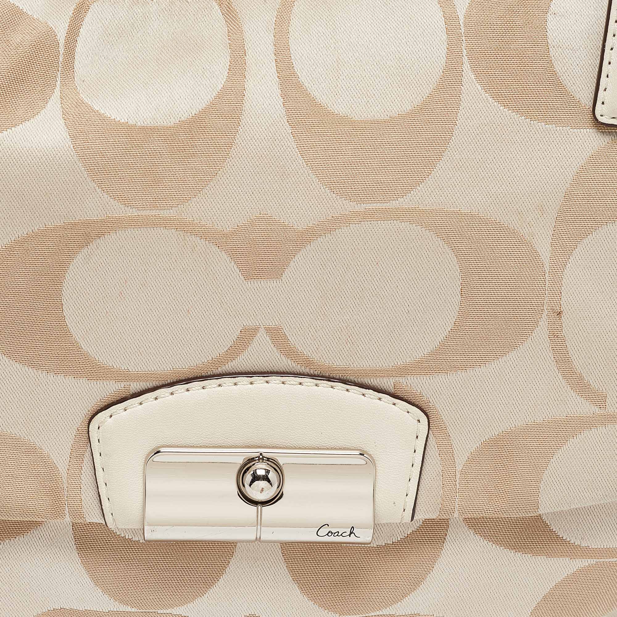 Coach Beige Signature Fabric Kristine Hobo