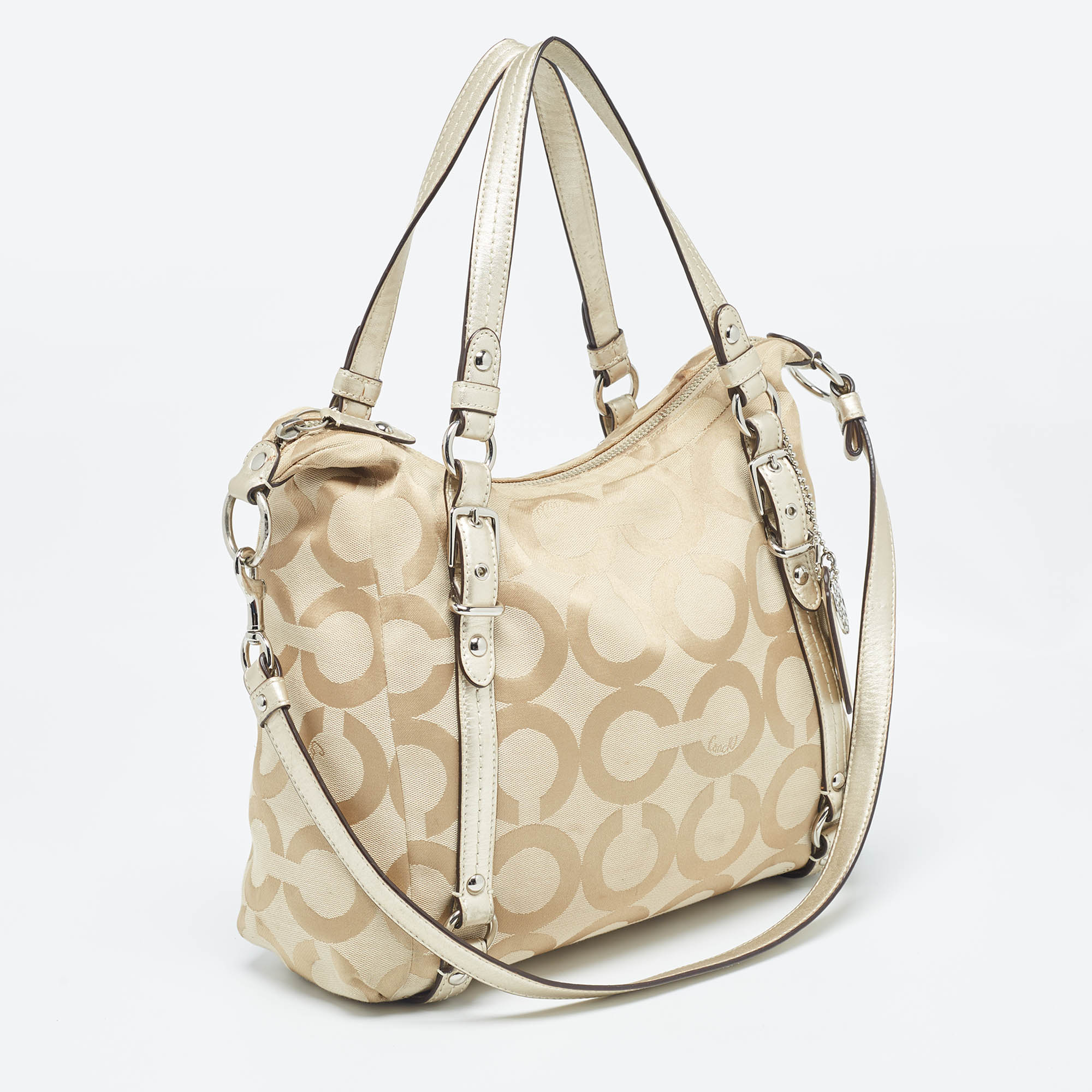 Coach Beige Signature Canvas Shoulder Bag