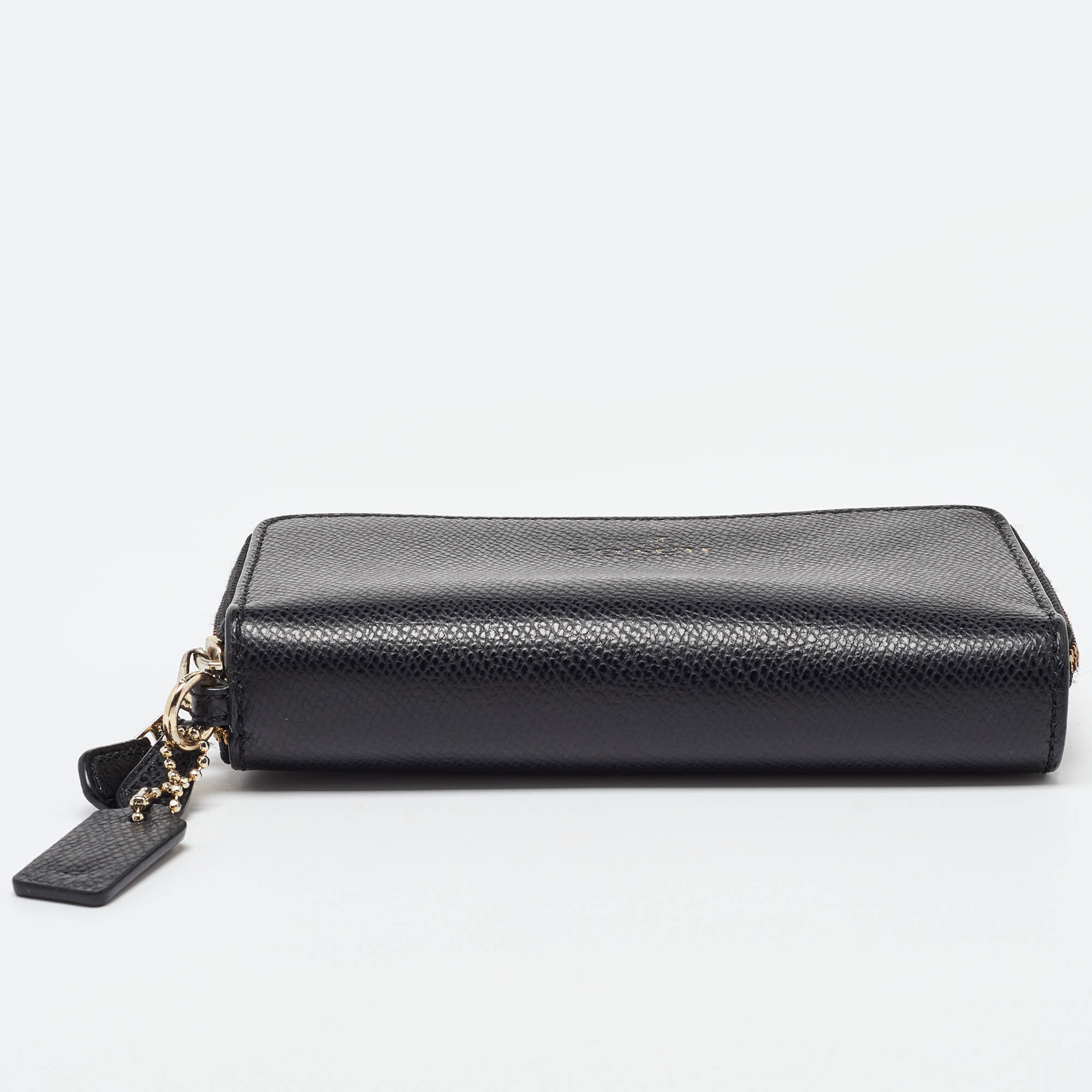 Coach Black Leather Double Zip Around Wallet