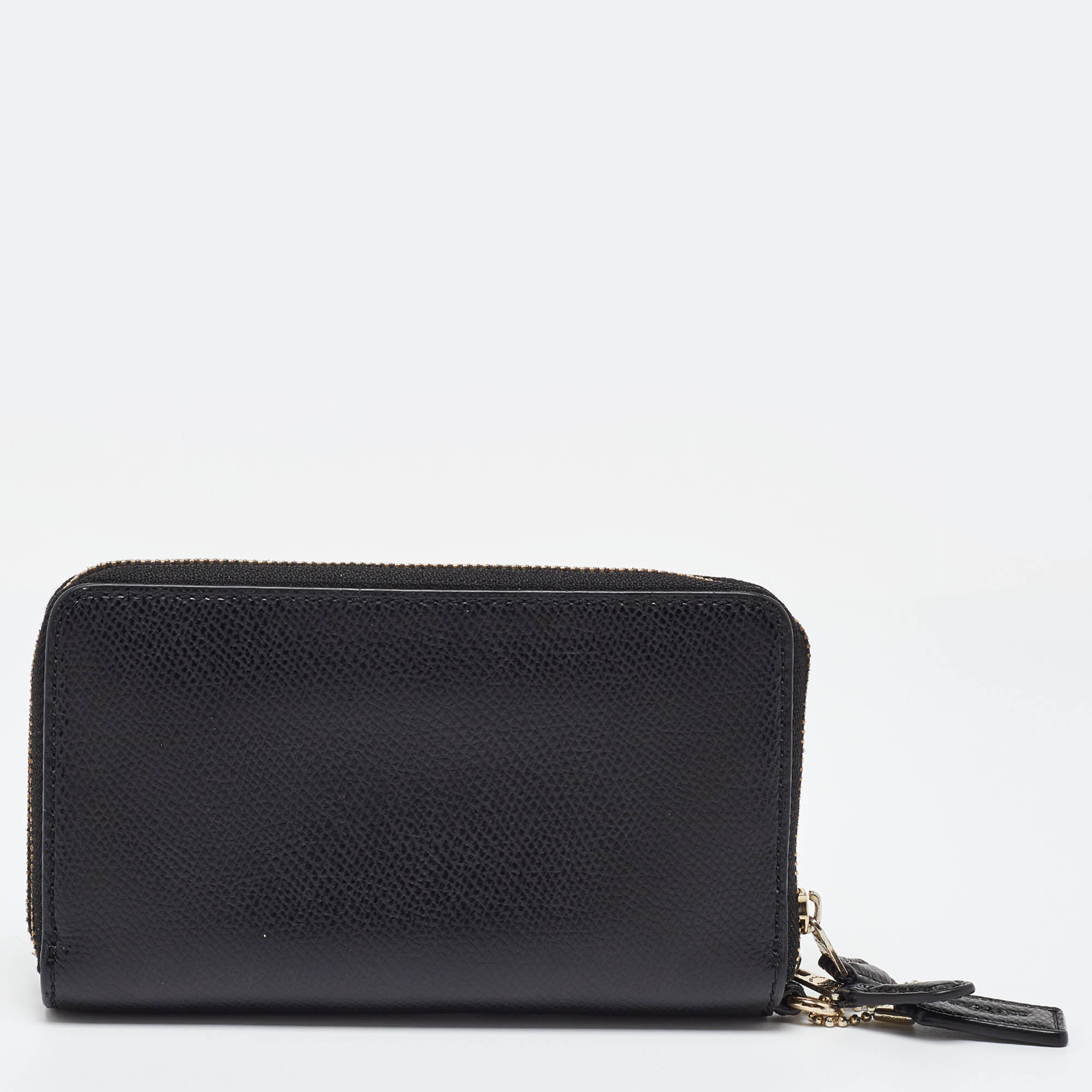 Coach Black Leather Double Zip Around Wallet