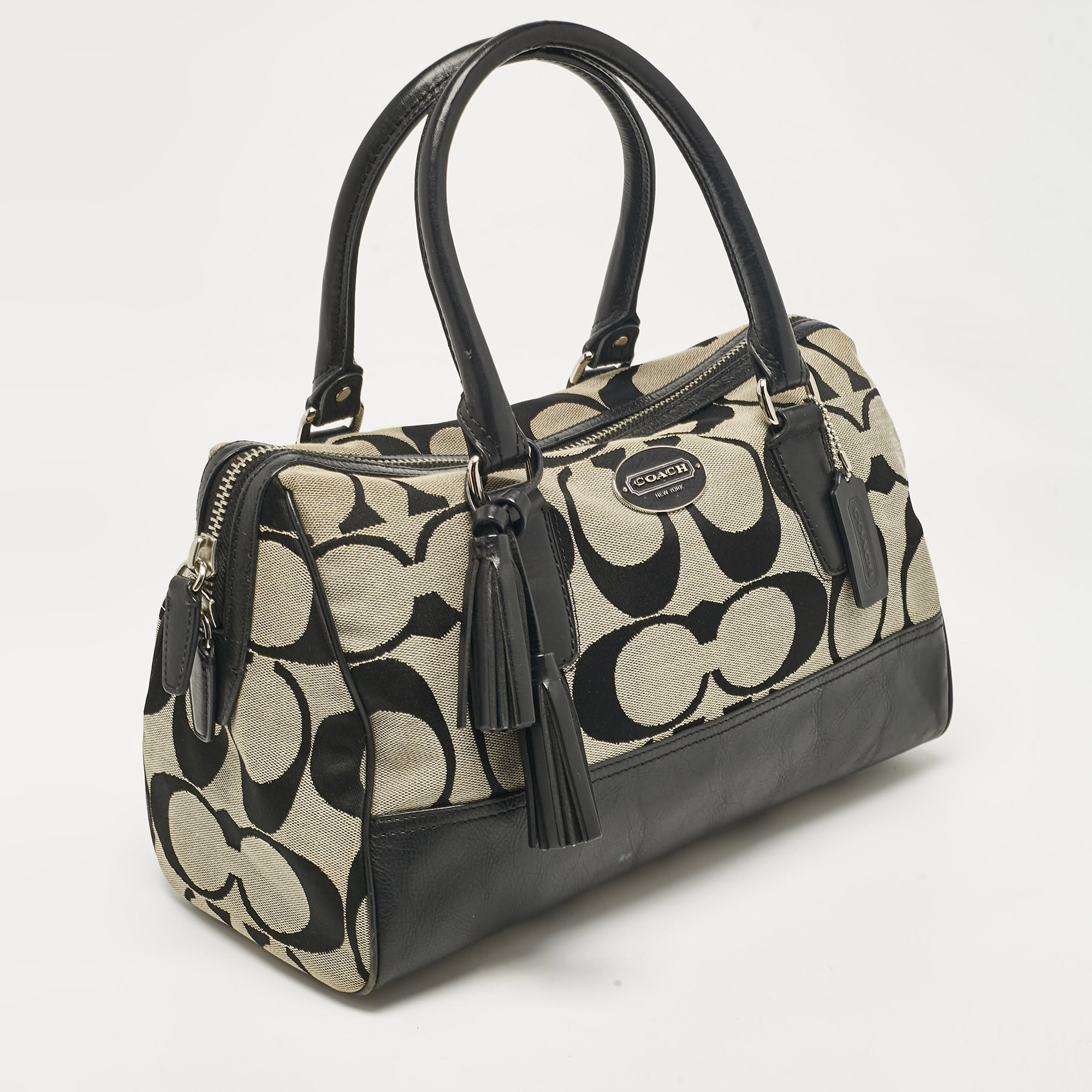 Coach Black Signature Canvas And Leather Legacy Haley Satchel