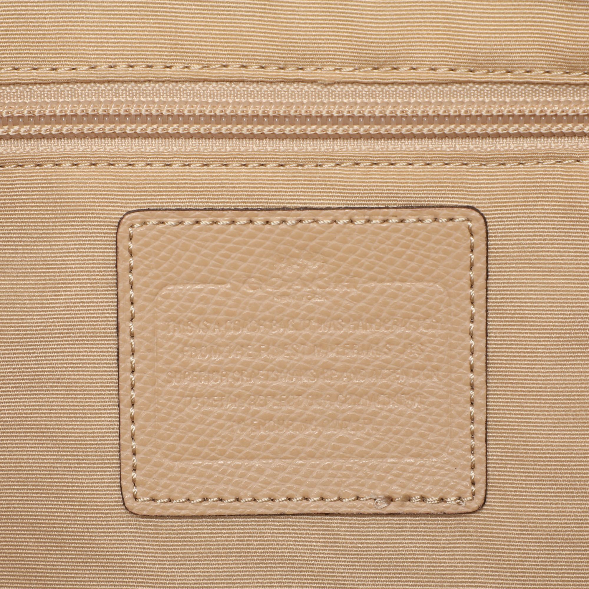 Coach Beige Leather Street Top Zip Tote