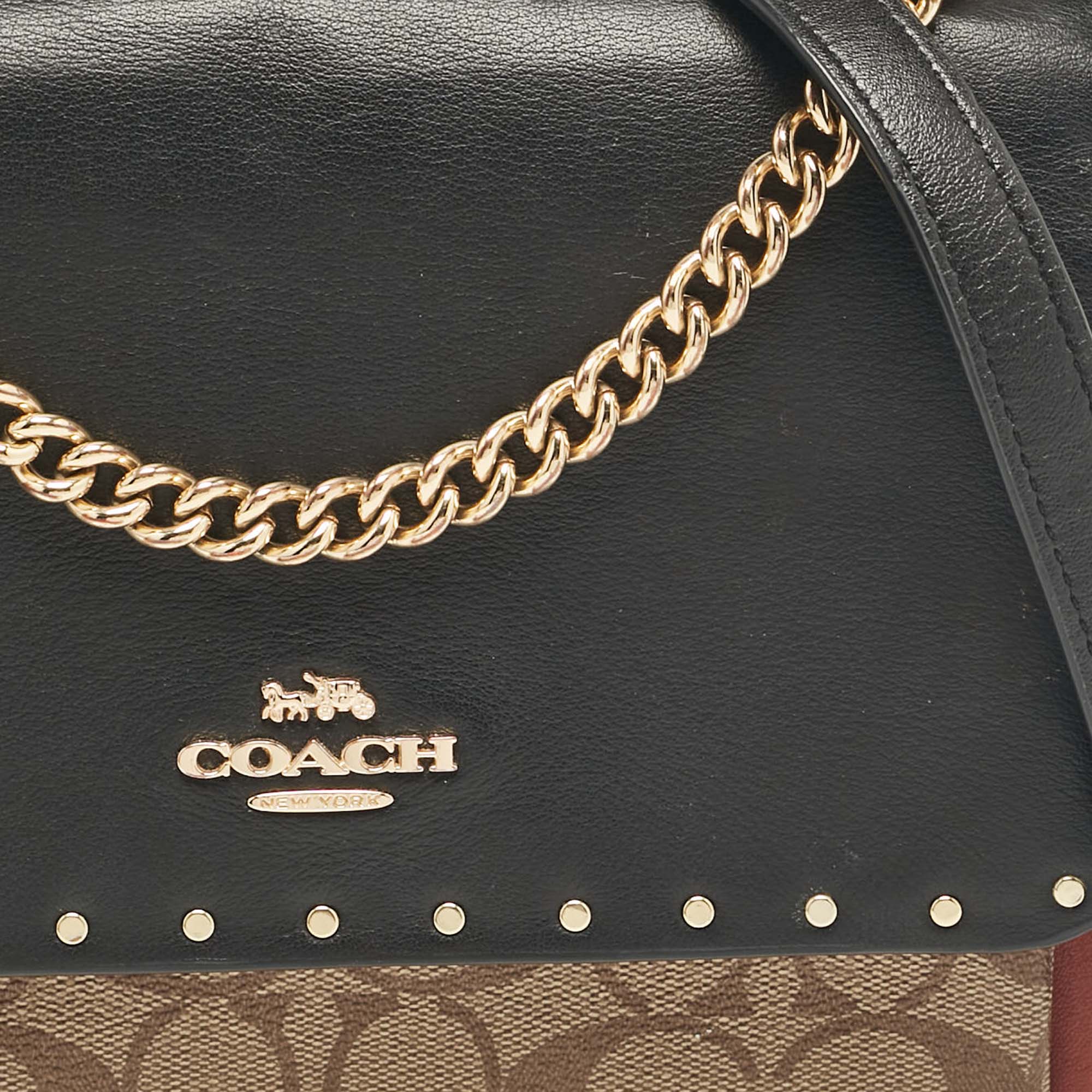 Coach Multicolor Signature Coated Canvas, Python Embossed And Leather Mini Klare Shoulder Bag