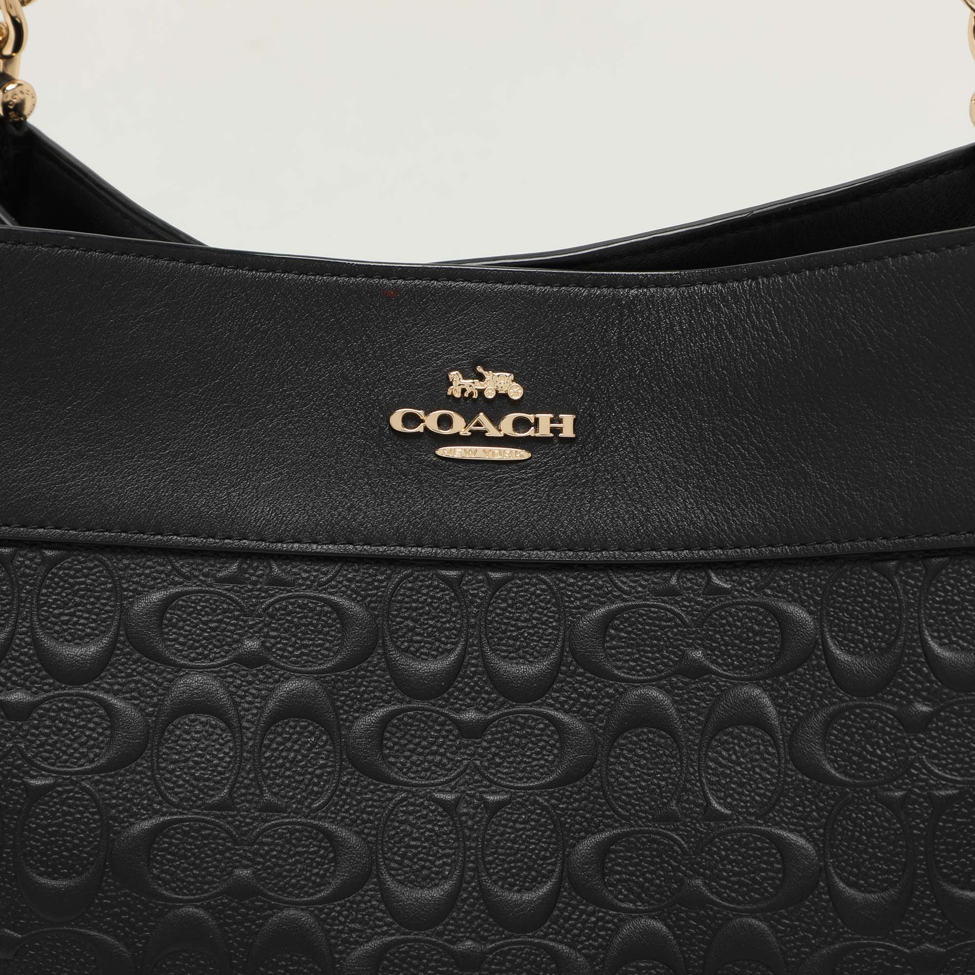 Coach Black Embossed Leather Lexy Shoulder Bag