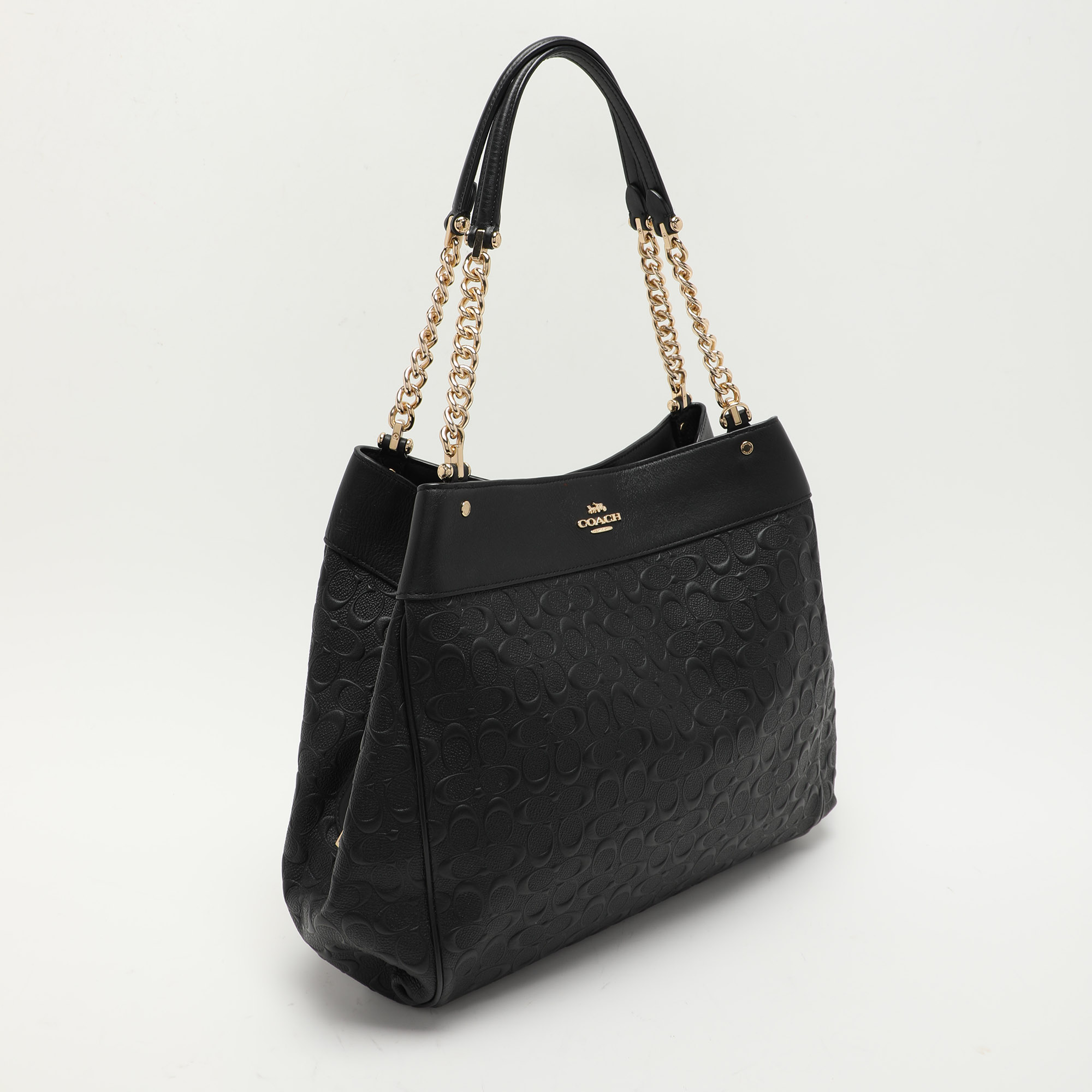 Coach Black Embossed Leather Lexy Shoulder Bag