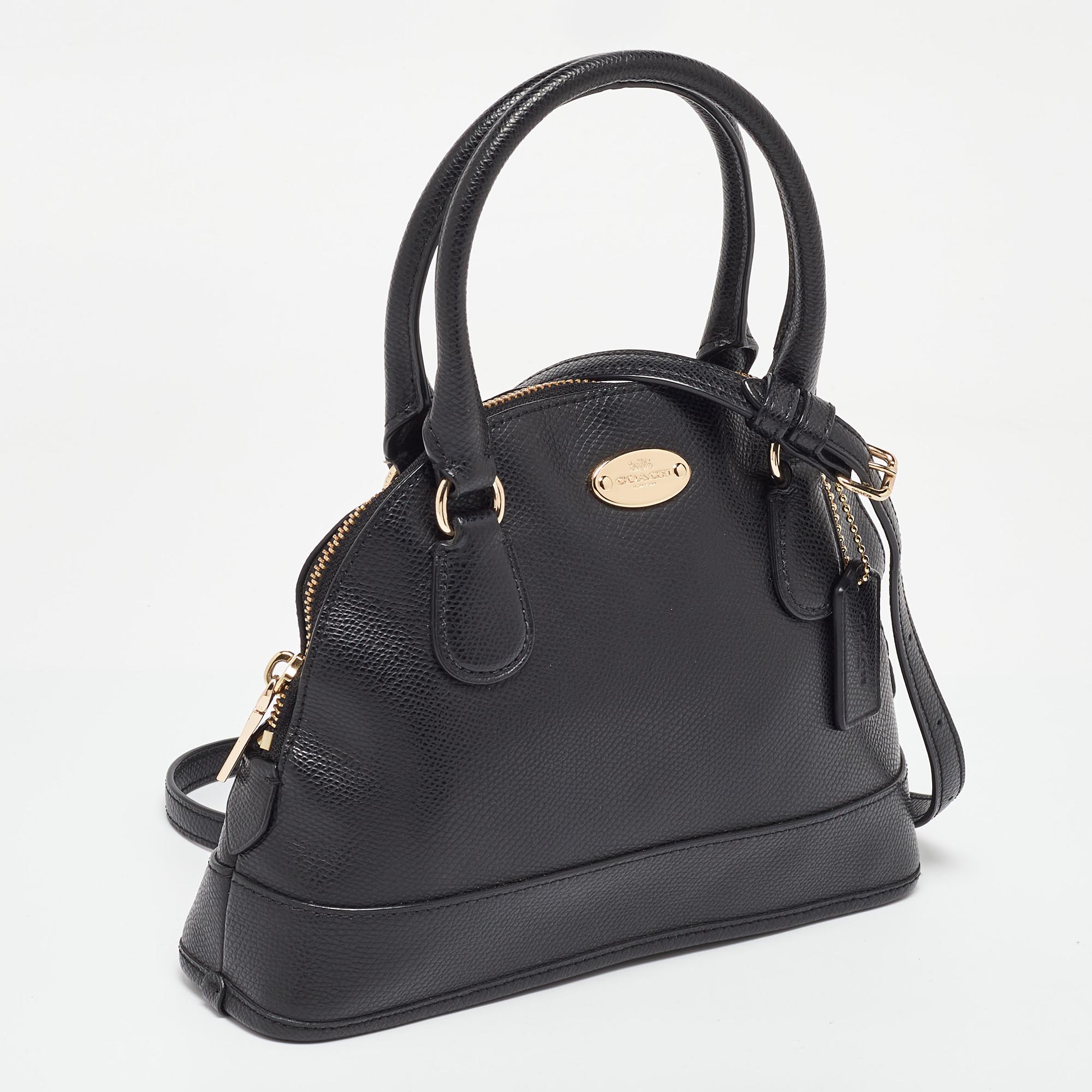 Coach Black Leather Cora Dome Satchel