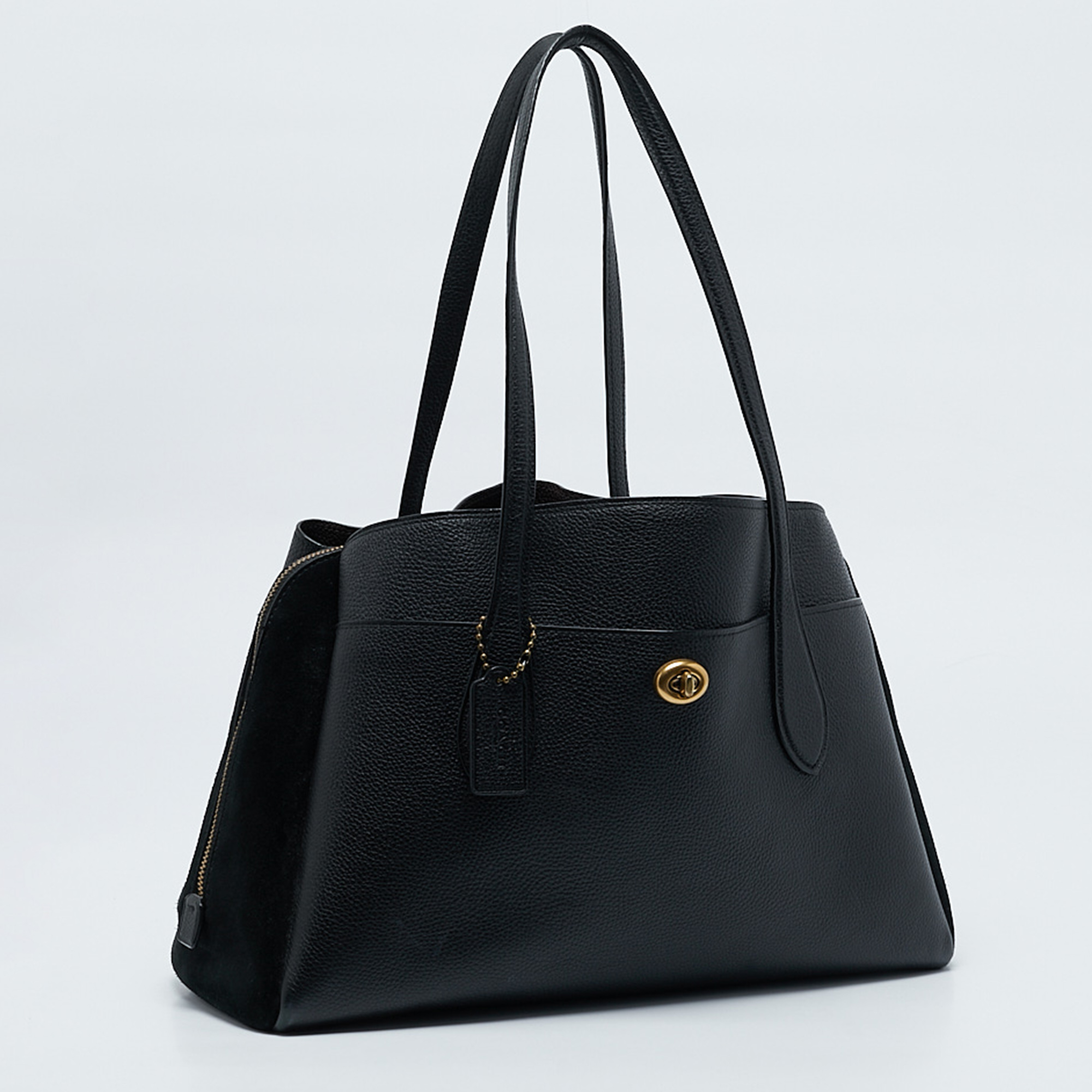 Coach Black Leather And Suede Lora Carryall Satchel