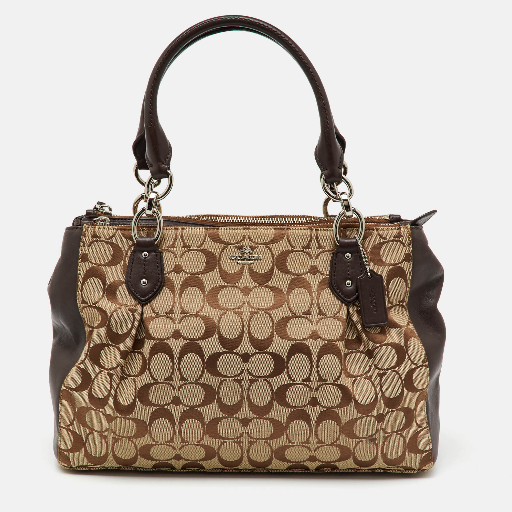 Coach Beige/Brown Signature Canvas and Leather Carryall Satchel
Coach Beige/Brown Signature Canvas and Leather Carryall Satchel