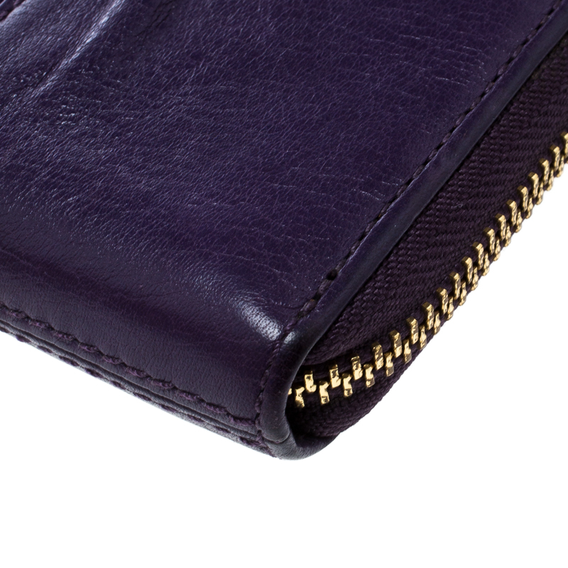 Coach Purple Leather Zip Around Wallet