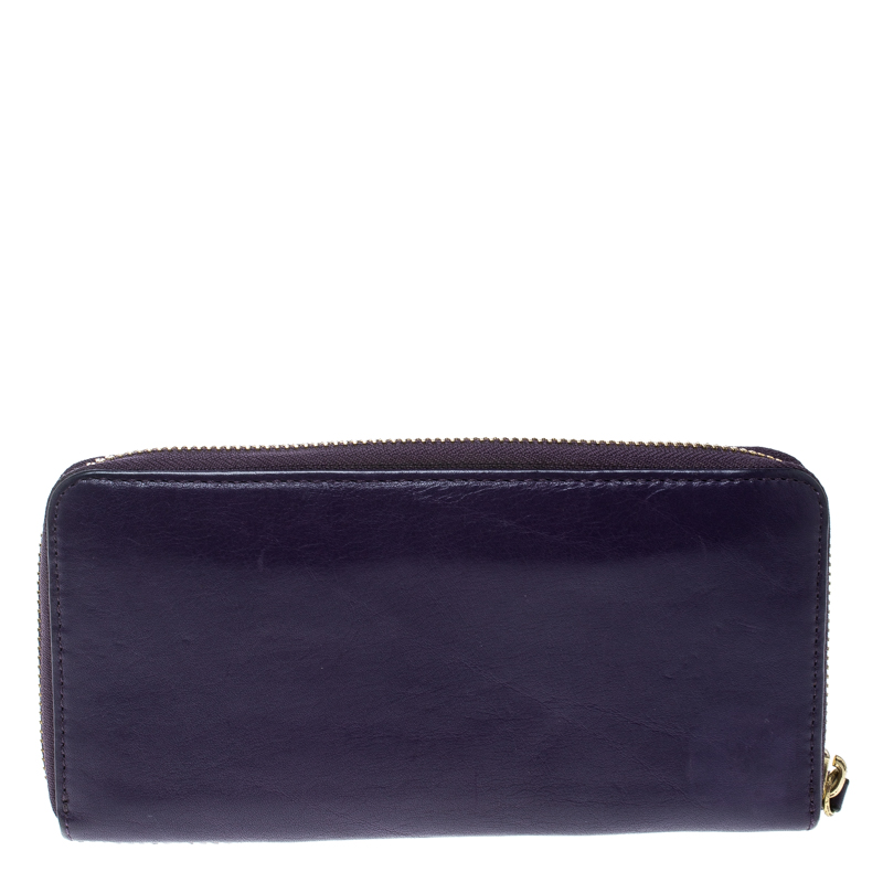 Coach Purple Leather Zip Around Wallet