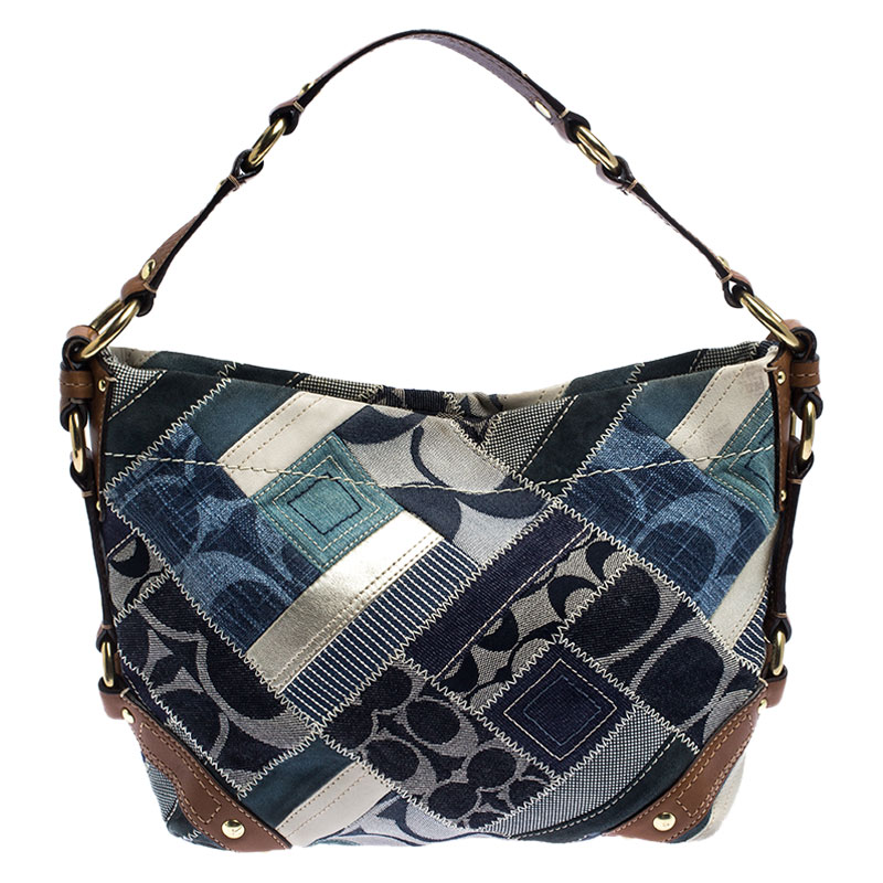 Coach Multicolor Patchwork Leather And Fabric Carly Hobo