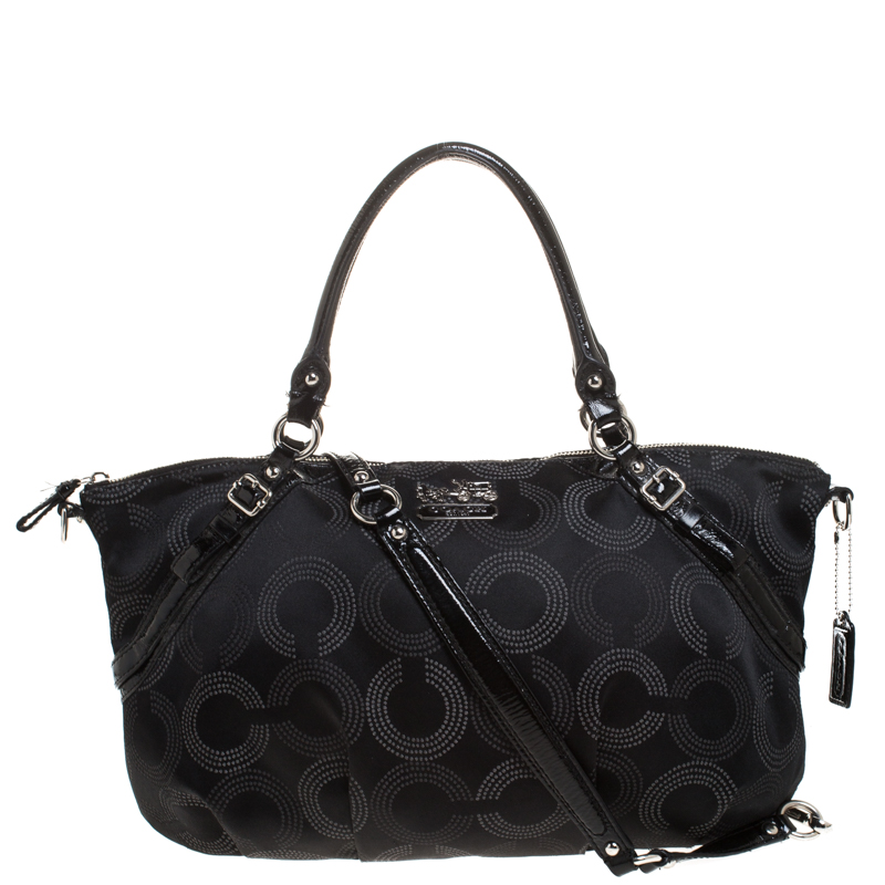 Image of Coach Black Signature Fabric Top Handle Bag