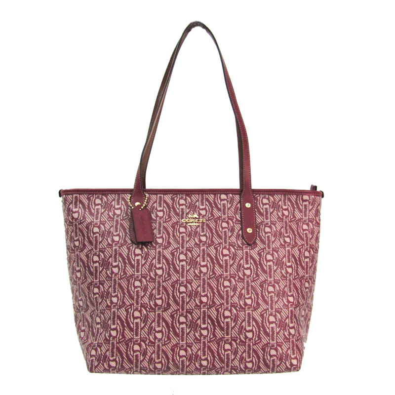 Image of Coach Bordeaux Coated Canvas Printed Tote Bag