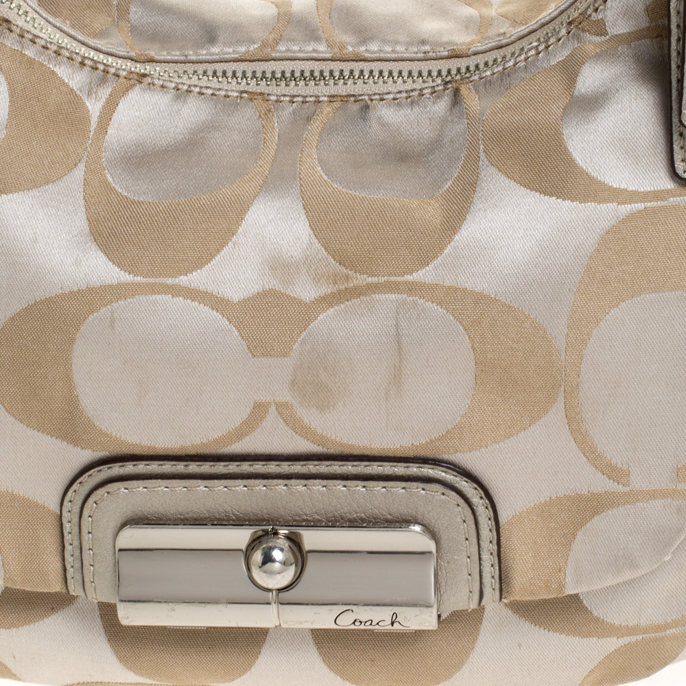 Coach Beige/Gold Canvas And Leather Kristin Hobo