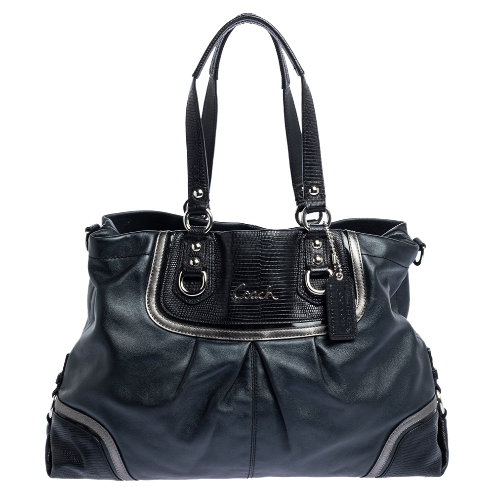 Image of Coach Black Leather Ashley Satchel