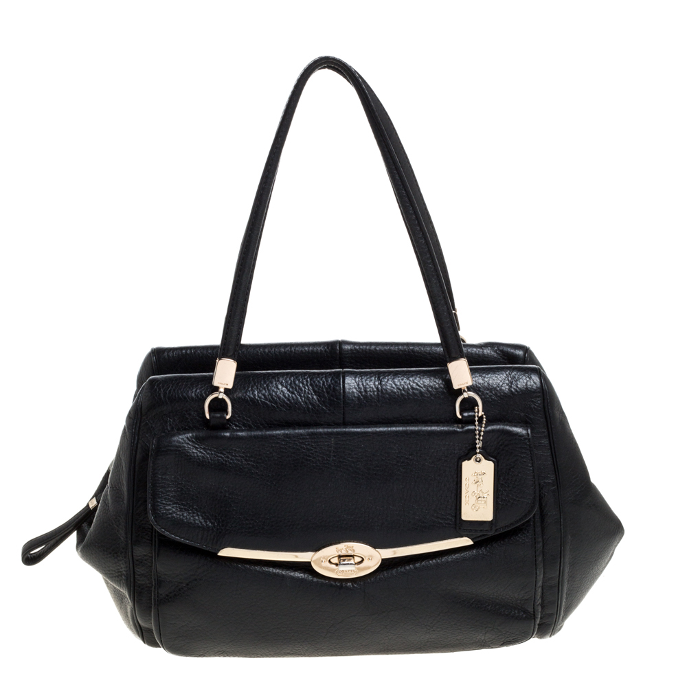 Image of Coach Black Leather Madeline East/West Satchel