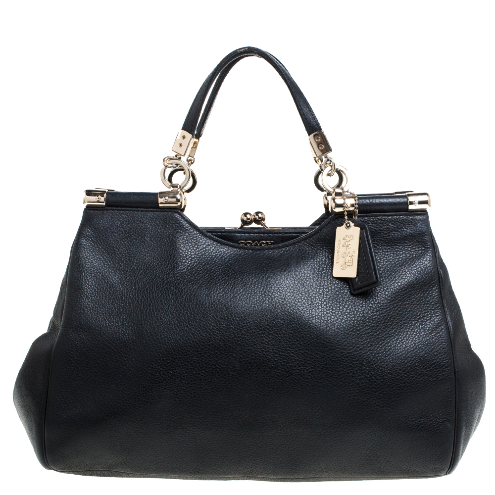 Image of Coach Black Leather Madison Pinnacle Satchel