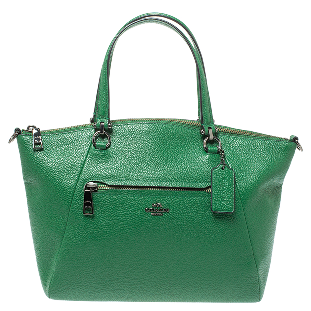 Image of Coach Green Pebbled Leather Prairie Satchel