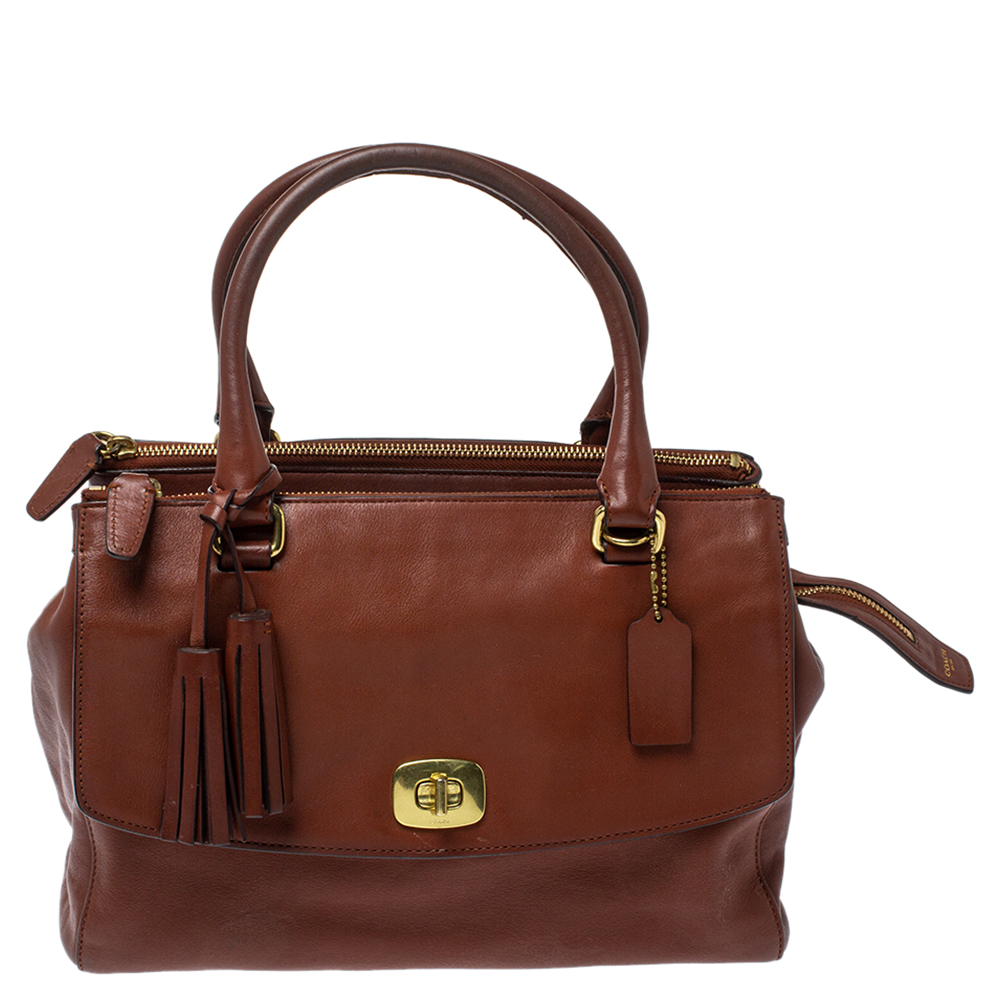Image of Coach Brown Leather Harper Satchel