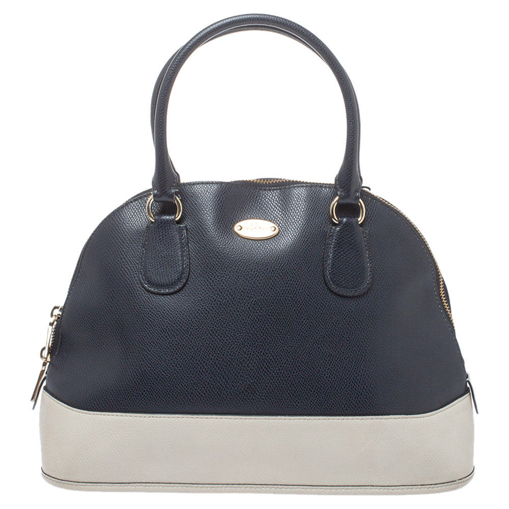 Image of Coach Blue/Off White Leather Cora Dome Satchel