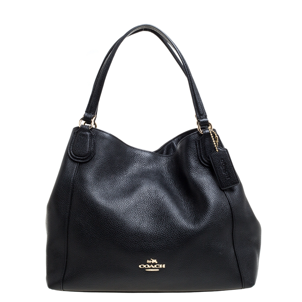 Image of Coach Black Leather Hadley Shoulder Bag