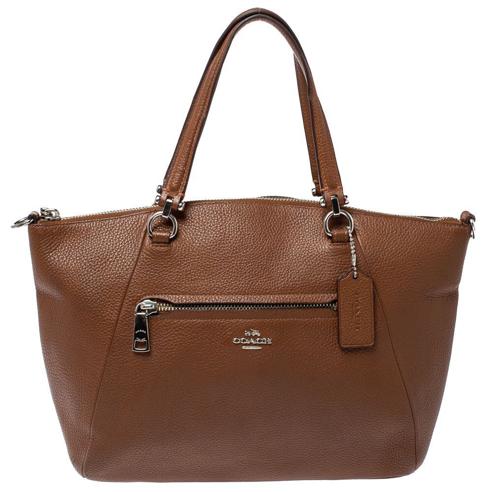 Image of Coach Brown Pebbled Leather Prairie Satchel