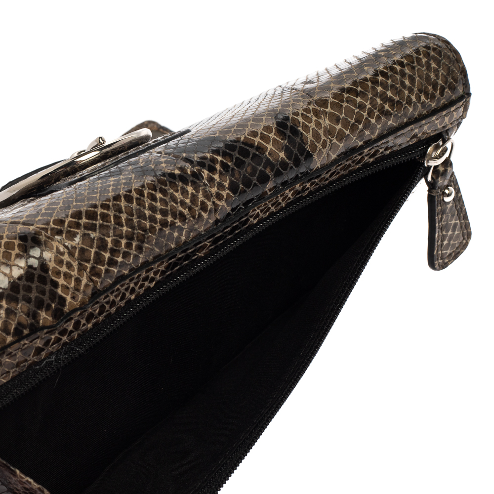 Coach Brown/Black Python Embossed Leather Soho Continental Wallet