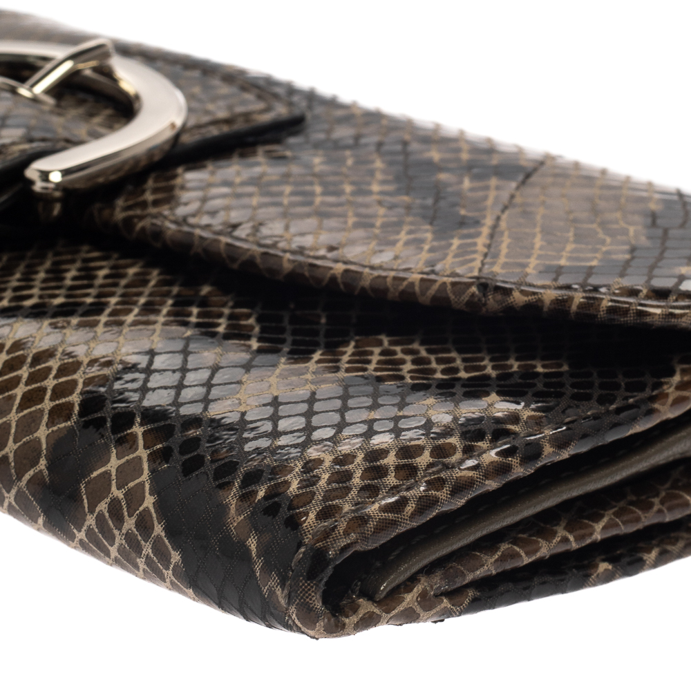 Coach Brown/Black Python Embossed Leather Soho Continental Wallet